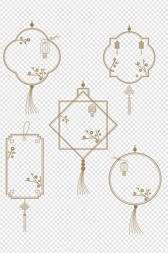 中式中国风边框梅花纹理装饰边框免扣元素
