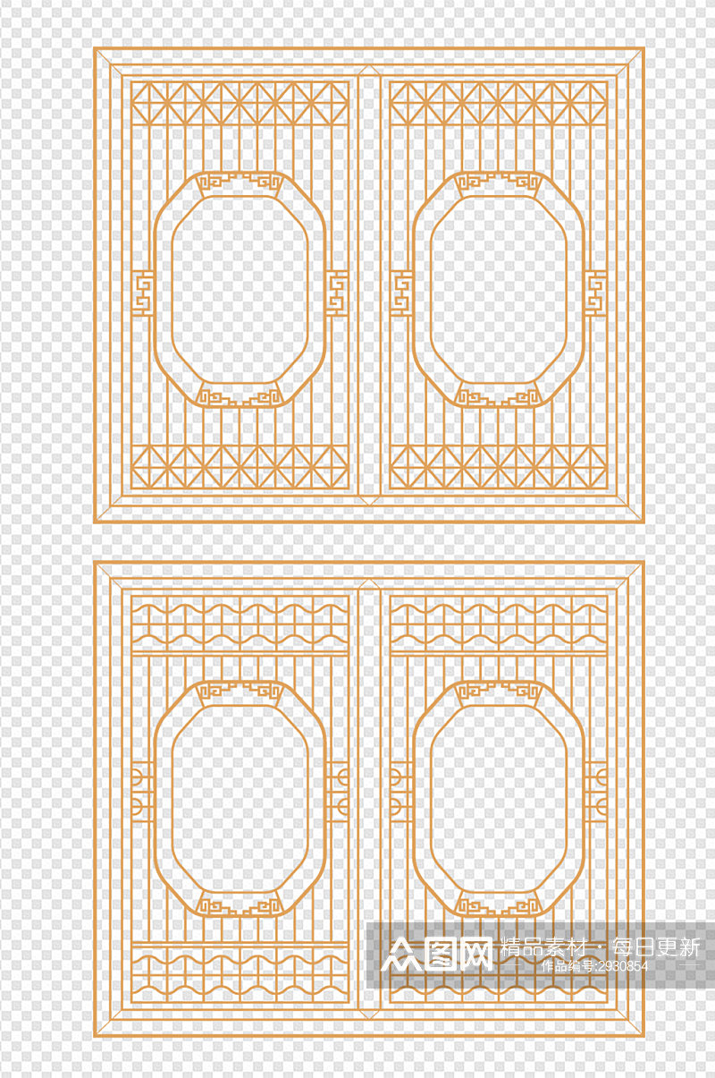 中式中国风窗户元素免扣元素素材