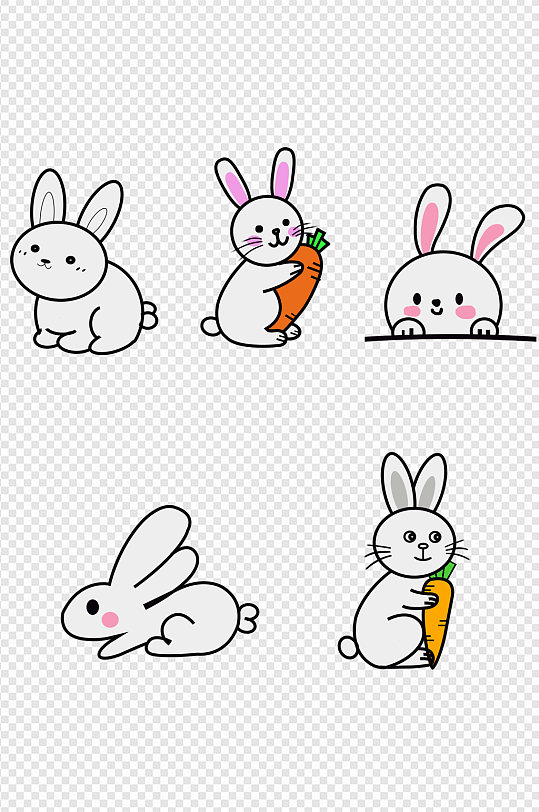 兔白兔月兔中秋设计元素图标图案免扣元素