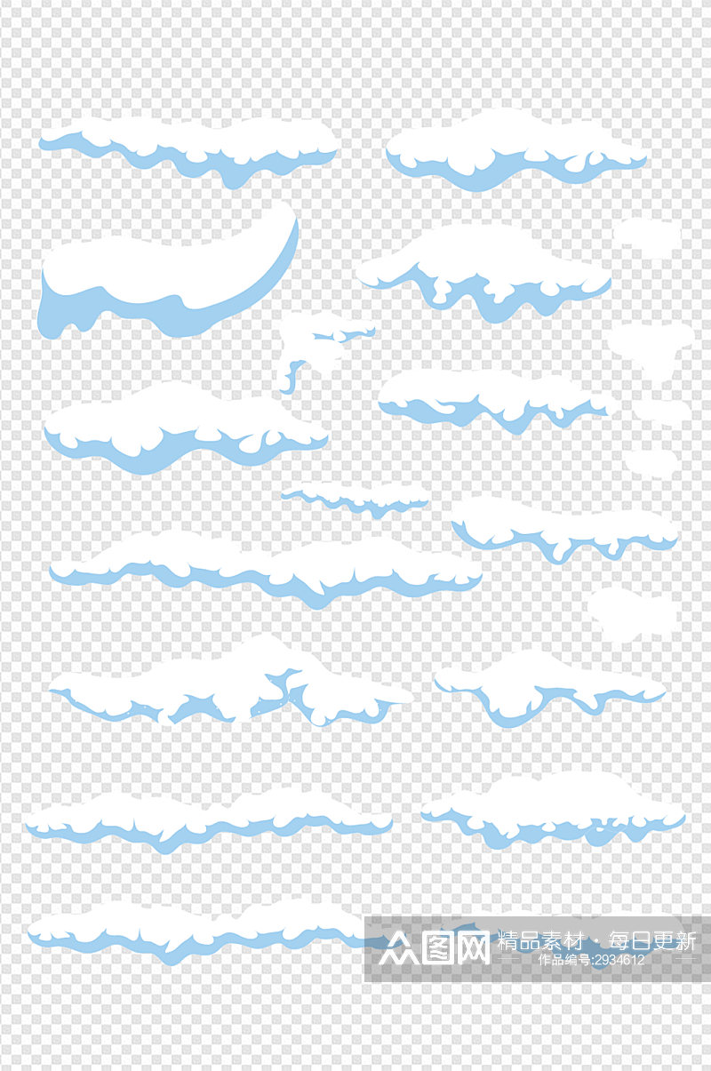 白色雪堆装饰图案立冬节气手绘卡通免扣元素素材