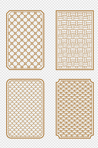中式古典窗框屏风格子窗格边框纹理免扣元素