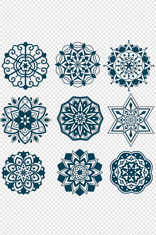 曼陀罗蒙古花纹装饰图案底纹免扣元素