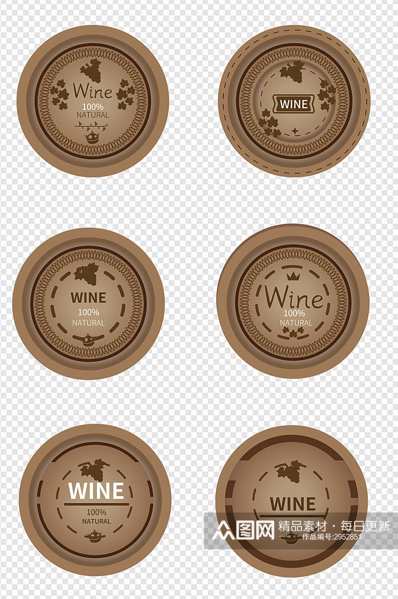 复古红酒葡萄酒标签设计元素免扣元素素材
