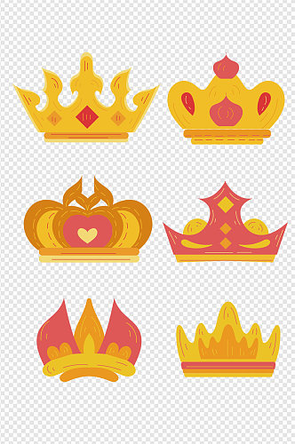 手绘金色皇冠设计免扣元素