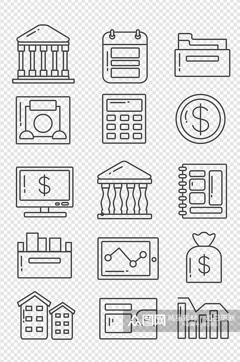 手绘银行投资图标设计元素免扣元素素材