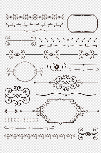 简约欧式花纹边框分割线图腾浪漫免扣元素