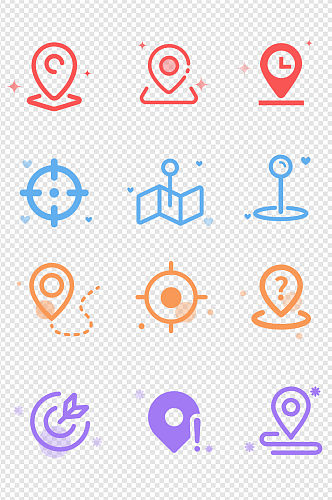 手绘地址地点定位坐标位置图标免扣元素