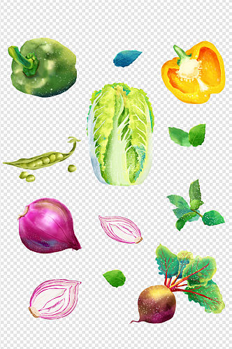 蔬菜手绘元素素材套图免扣元素