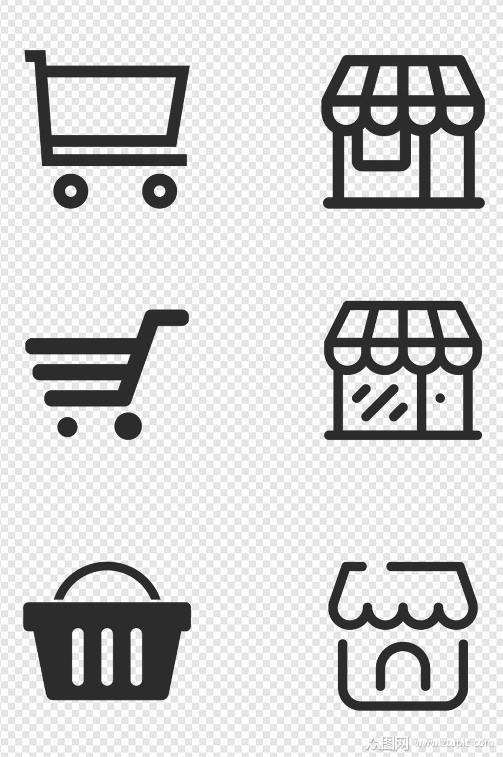 超市建筑购物车网购商超图标免扣元素素材