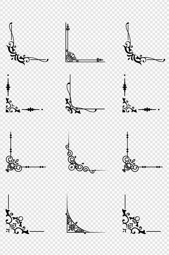 欧式中式花纹边框边角分割线花边免扣元素