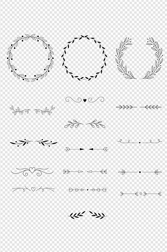 草木素材预设笔画花框箭头免扣元素