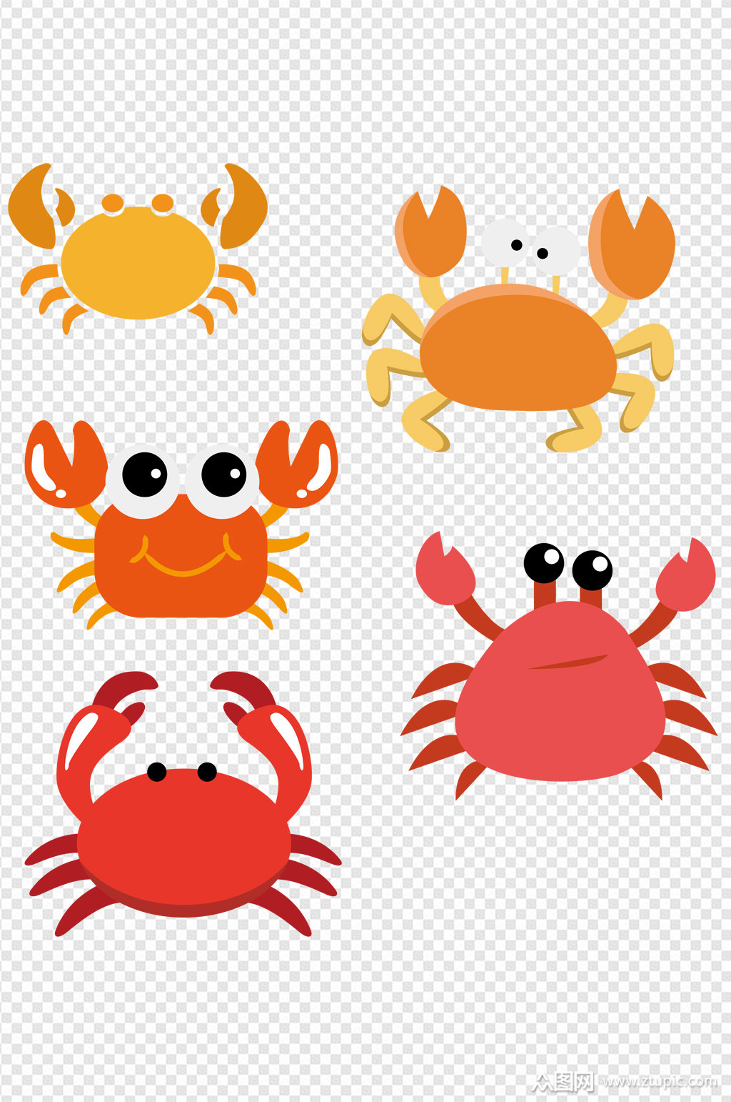手绘卡通螃蟹素材免扣元素素材