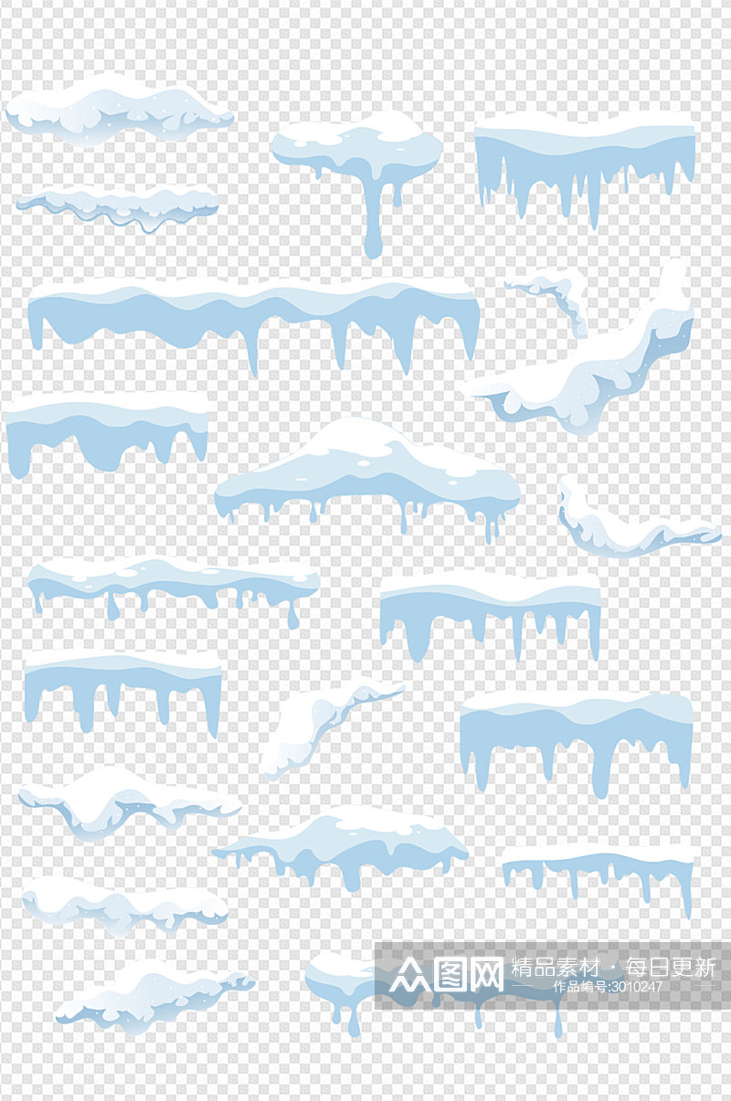 白色雪堆装饰图案立冬节气手绘卡通免扣元素素材