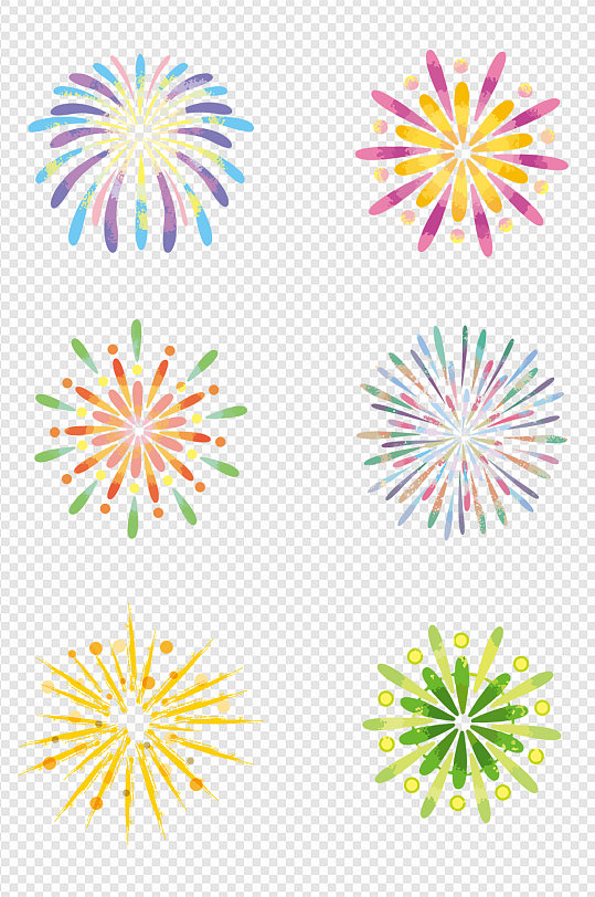 烟花清新缤纷烟火手帐素材装饰图案免扣元素
