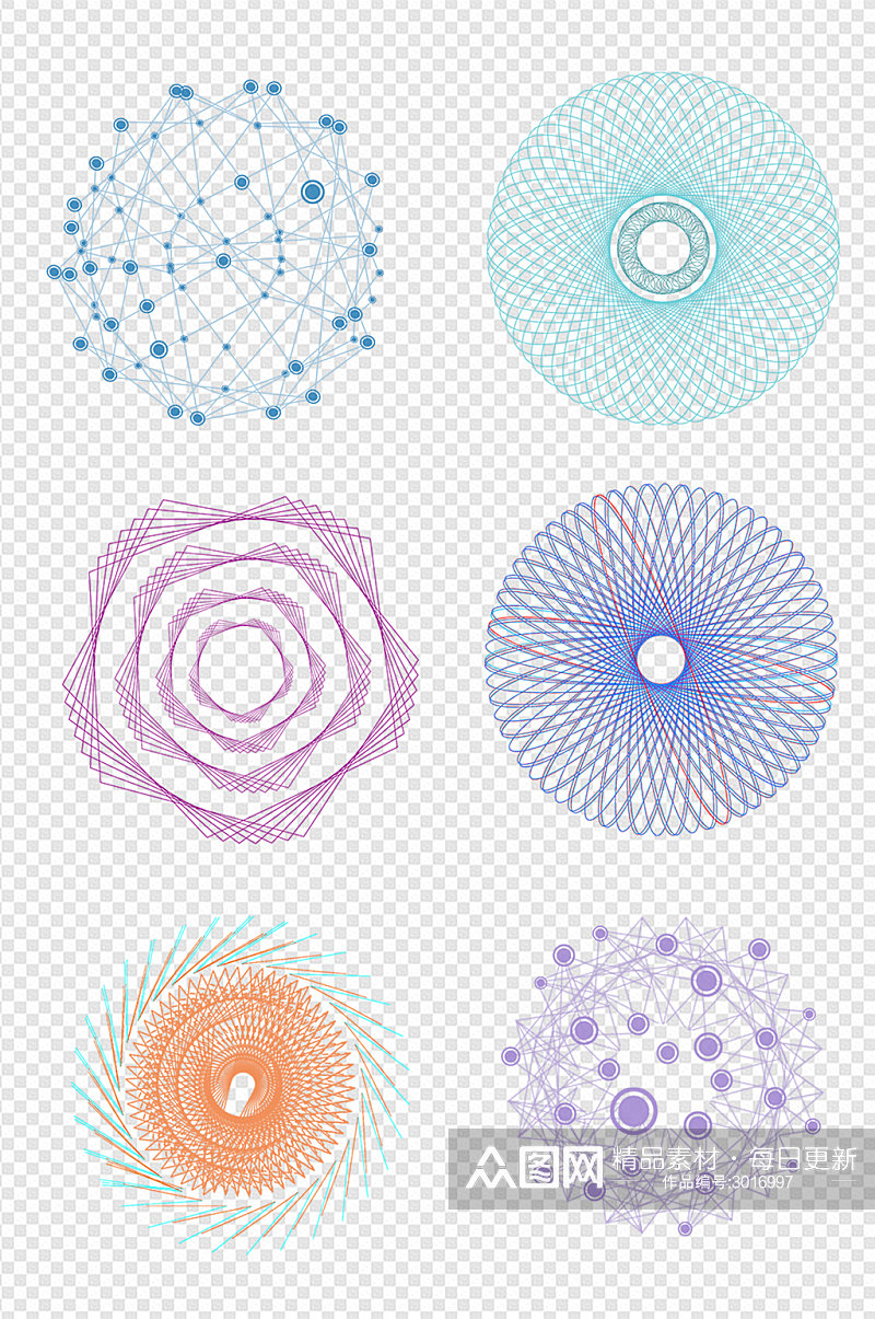 科技线条渐变装饰图案免扣元素素材