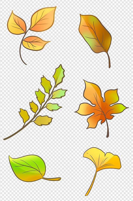 秋季主题元素落叶装饰素材免扣元素