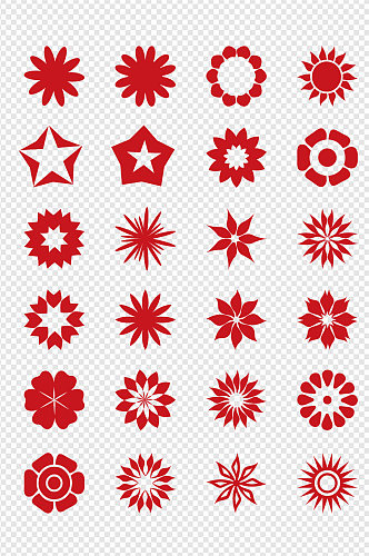 红色花瓣符号卡通睡莲花图标免扣元素