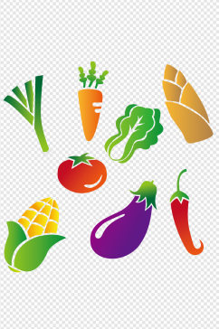 大葱玉米萝卜茄子蔬菜素材免扣元素
