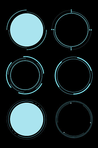 商务圆形科技感边框简洁线条边框免扣元素