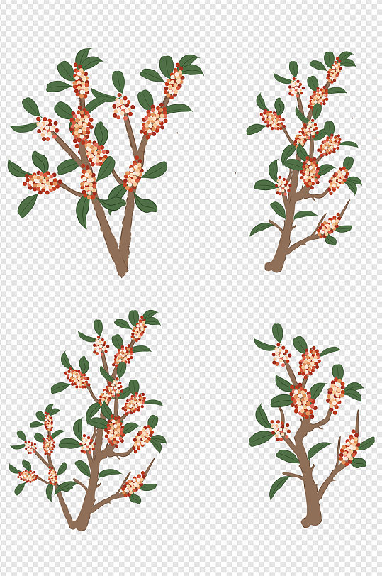 手绘国风花朵植物元素海报装饰花卉免扣元素