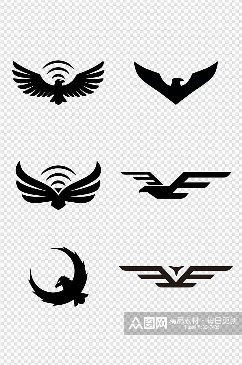 老鹰展翅飞翔logo标志图标免扣元素素材