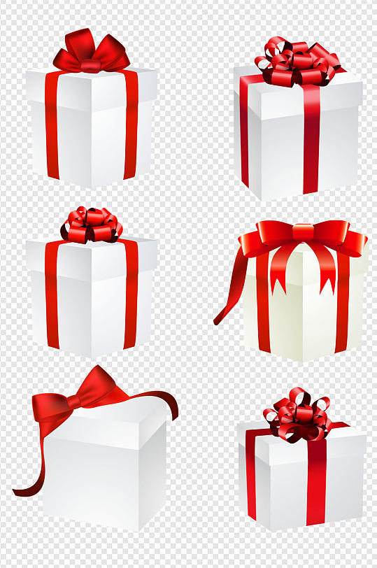 礼盒盒子素材红色丝带礼物免扣元素