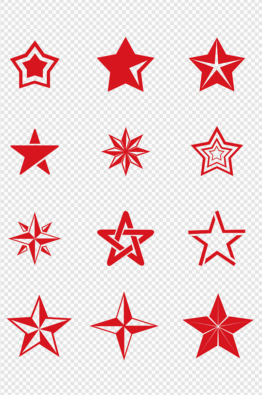 五角星图标星星图红星形状装饰免扣元素