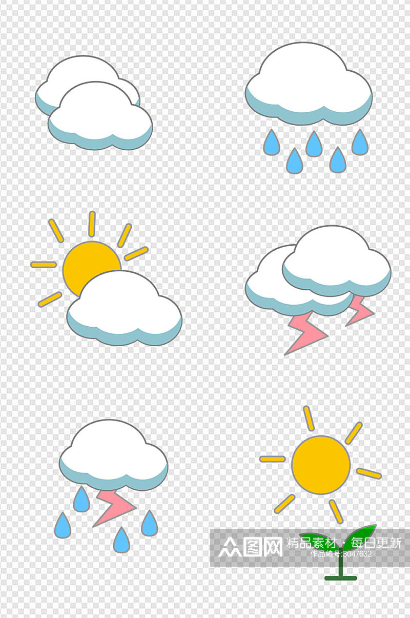 手绘闪电天气预报素材免扣元素素材
