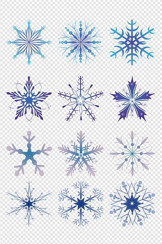 蓝色渐变冬天圣诞雪花图标免扣元素