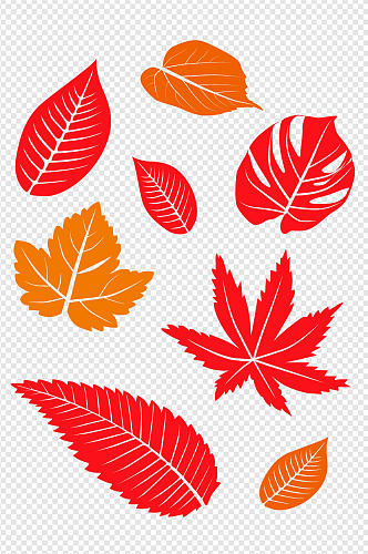 叶子红色黄色树叶秋天冬季素材植物免扣元素