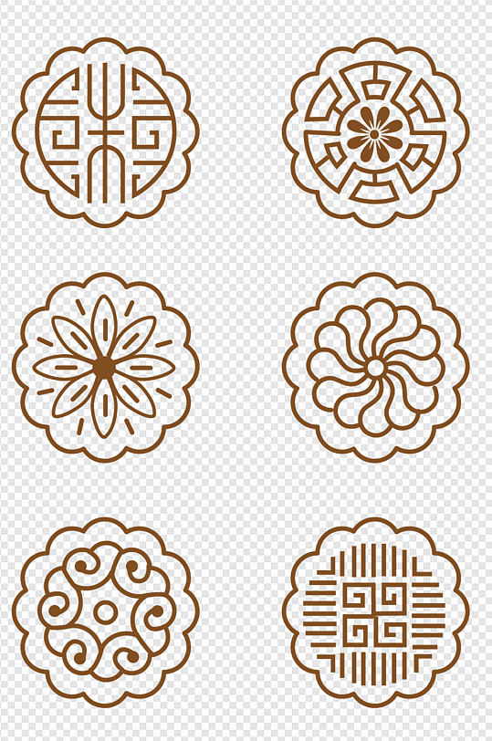 中式花纹中国风花纹圆形花框喜庆免扣元素