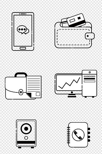 办公类黑白线条图标免扣元素