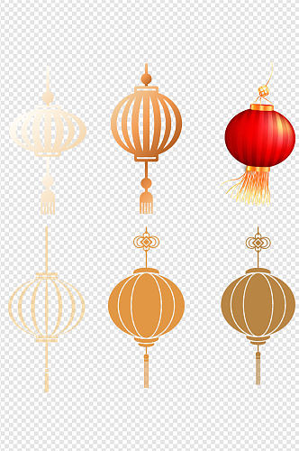 中式国潮喜庆春节节日灯笼图标免扣元素