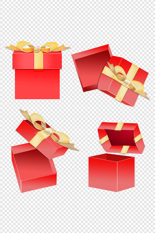 金色彩带礼物盒子打开节日礼物盒免扣元素