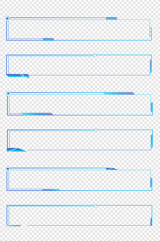蓝色边框渐变标题框商务大数据边框免扣元素