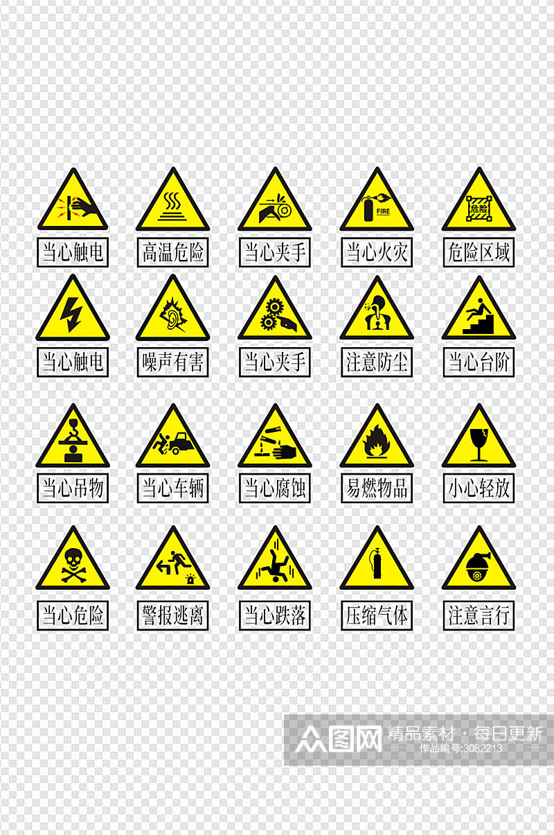 警示牌安全公共标识禁止提示设计免扣元素素材