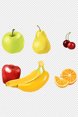 手绘水果苹果香蕉梨樱桃橙子免扣元素