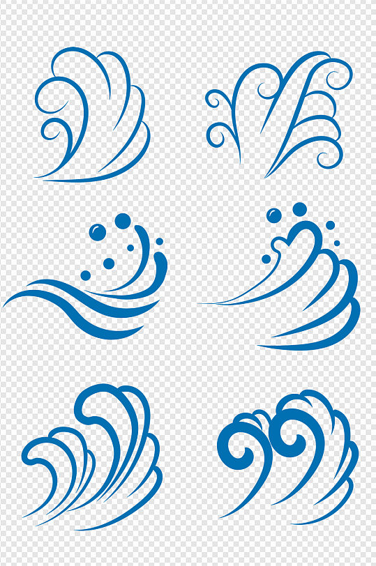 浪花海浪水纹波纹装饰纹理花纹免扣元素