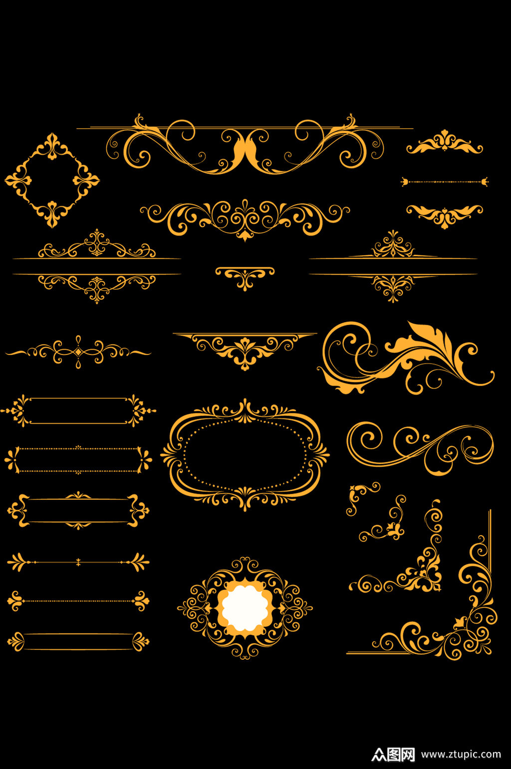 欧式花纹边框复古花框装饰框花纹免扣元素素材