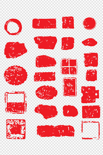 中国风红色印章文字框边框古风标签免扣元素