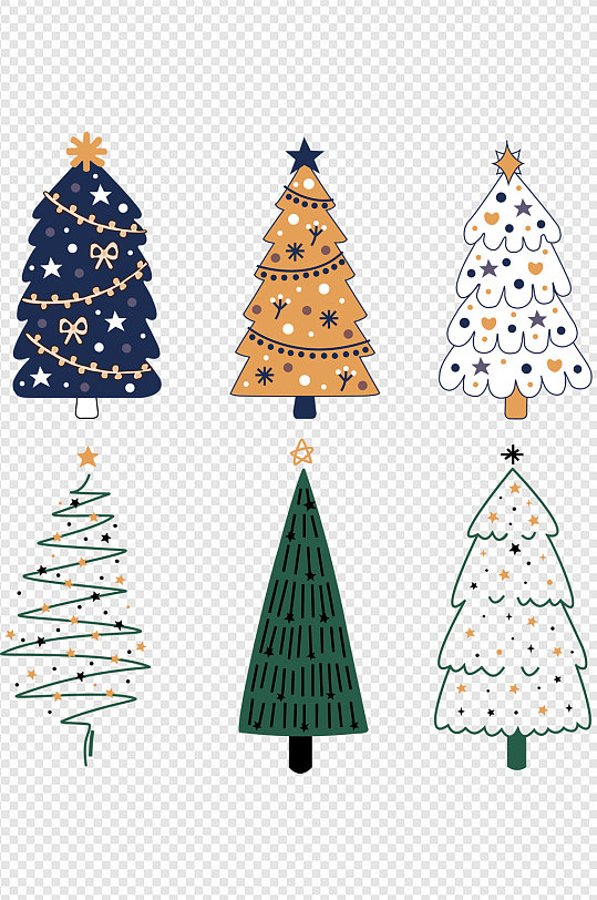 设计元素圣诞树可爱平面设计海报免扣元素