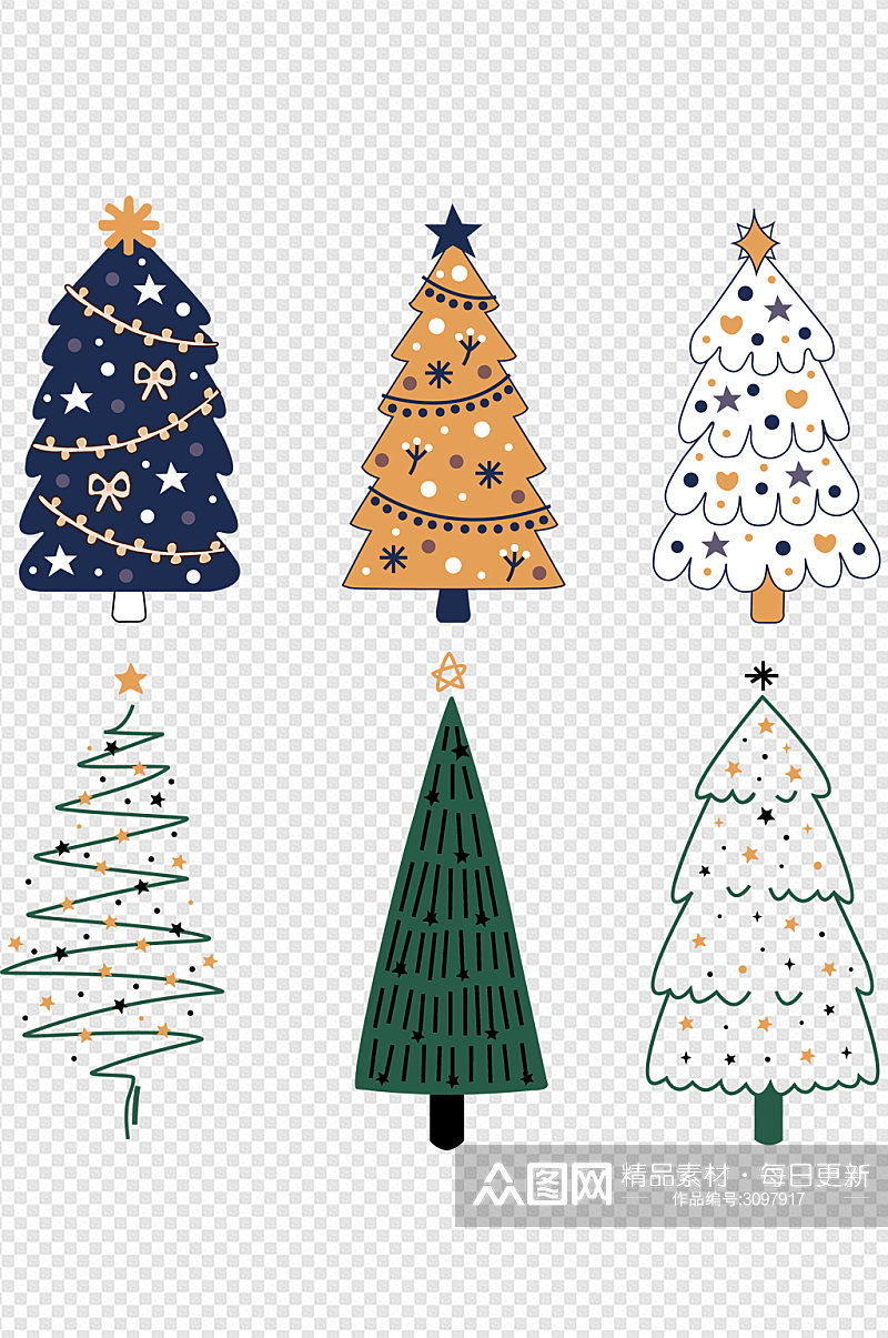 设计元素圣诞树可爱平面设计海报免扣元素素材