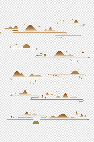 中国风新中式山纹重阳节边框山峰免扣元素