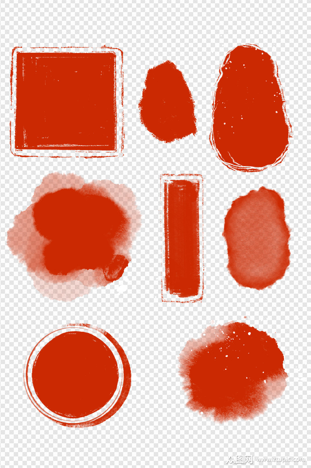 中国风印章盖章红色边框古风水墨免扣元素模板下载-编号3107211