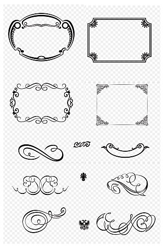 古风欧式古典花纹花边边框分割线免扣元素