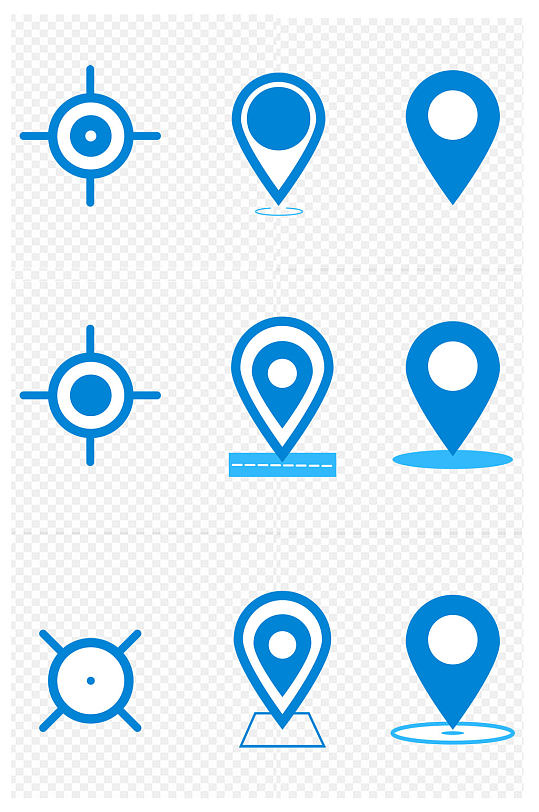 蓝色简约定位地图标记图标免扣元素