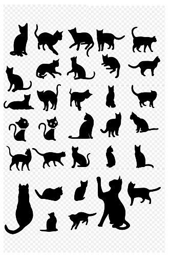 动物猫咪动态剪影元素装饰图案效免扣元素