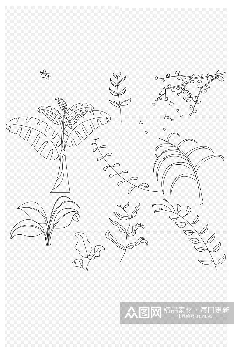 植物树叶元素插画植物树叶免扣元素素材