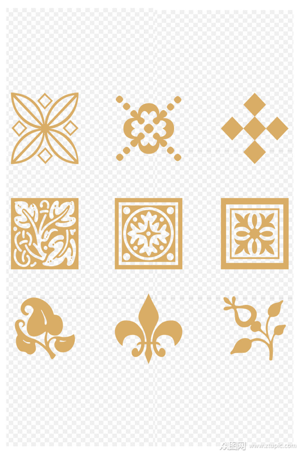 花纹花边装饰素材方形免扣元素素材