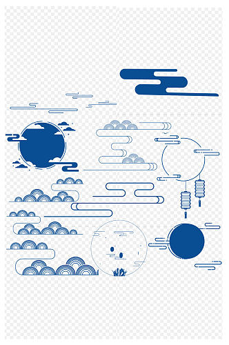 简约国潮边祥云纹理中国风底纹免扣元素